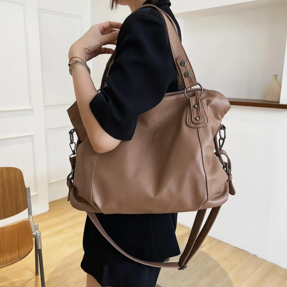 Vintage Tote Bag Y2k Leather Tote Bag Women Crossbody Bags Grunge Studded Purse Goth Accessories Brown Suede Handbag