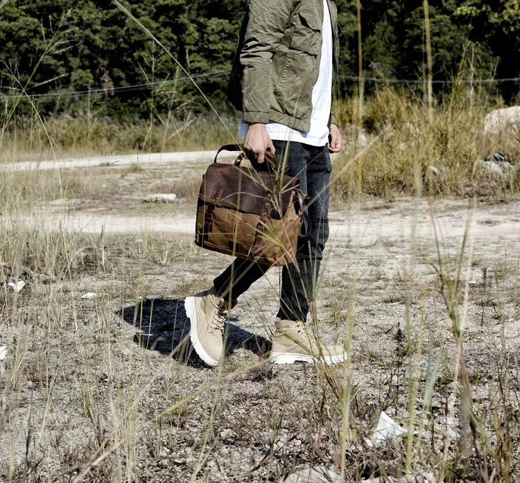 Vintage Waxed Canvas Male Messenger Bag
