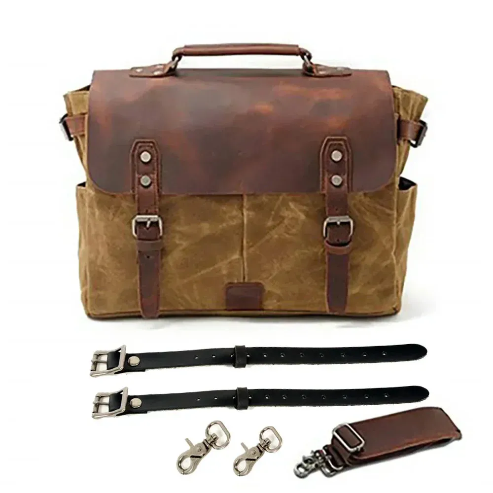 Vintage Waxed Canvas Male Messenger Bag