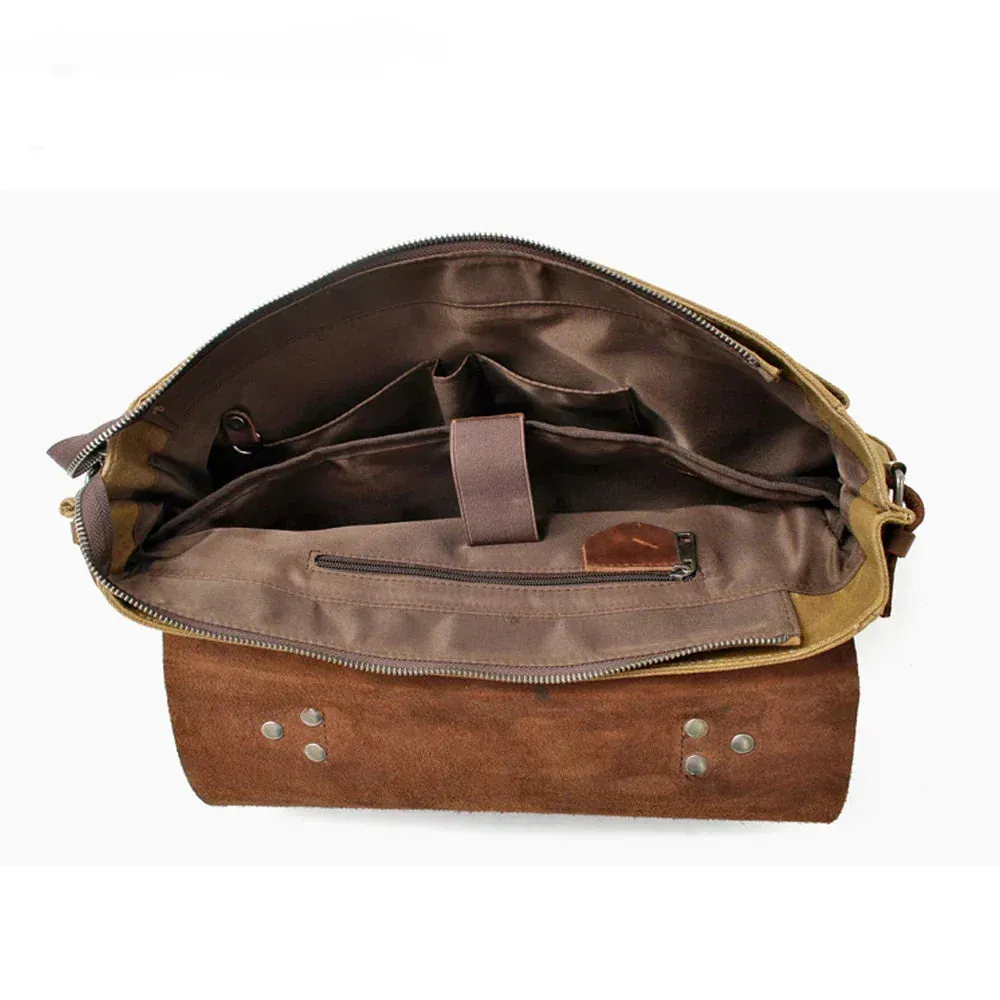 Vintage Waxed Canvas Male Messenger Bag