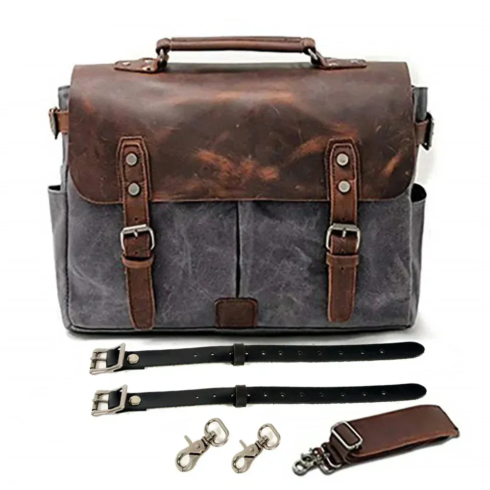 Vintage Waxed Canvas Male Messenger Bag