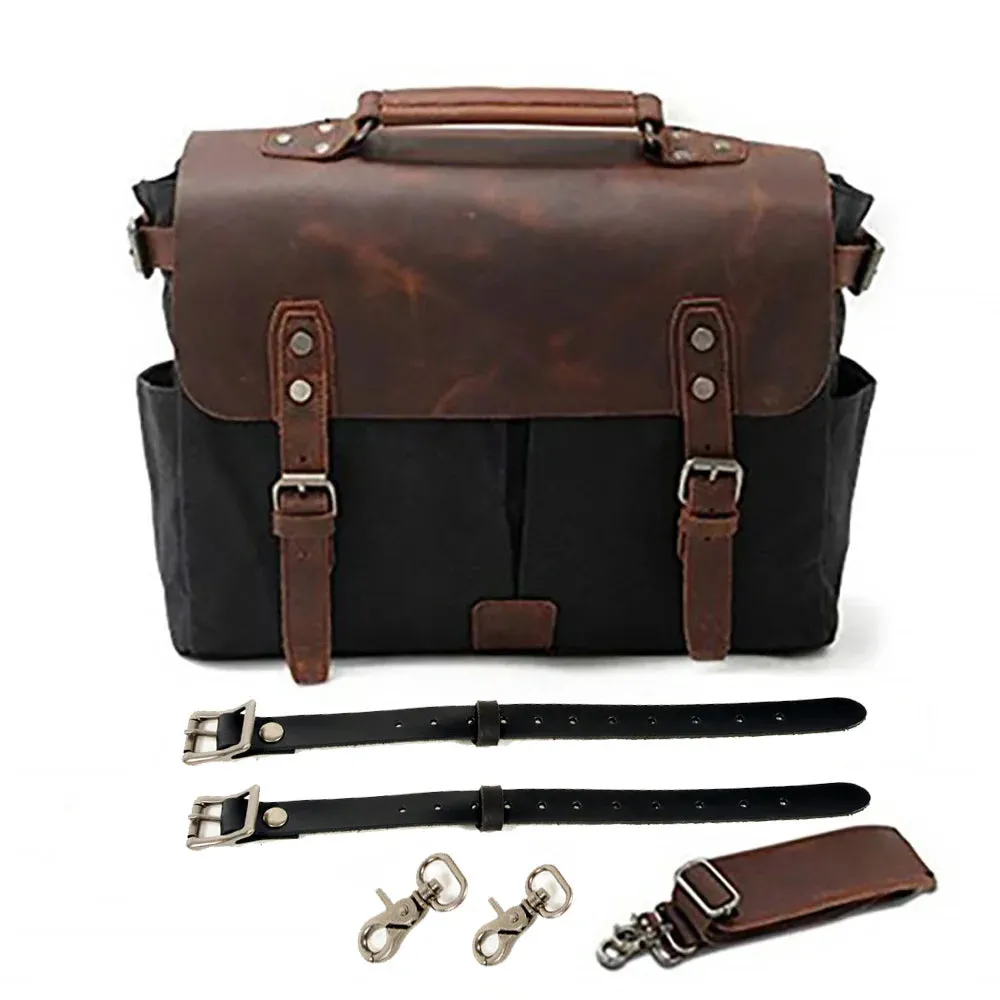 Vintage Waxed Canvas Male Messenger Bag