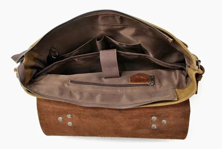 Vintage Waxed Canvas Male Messenger Bag