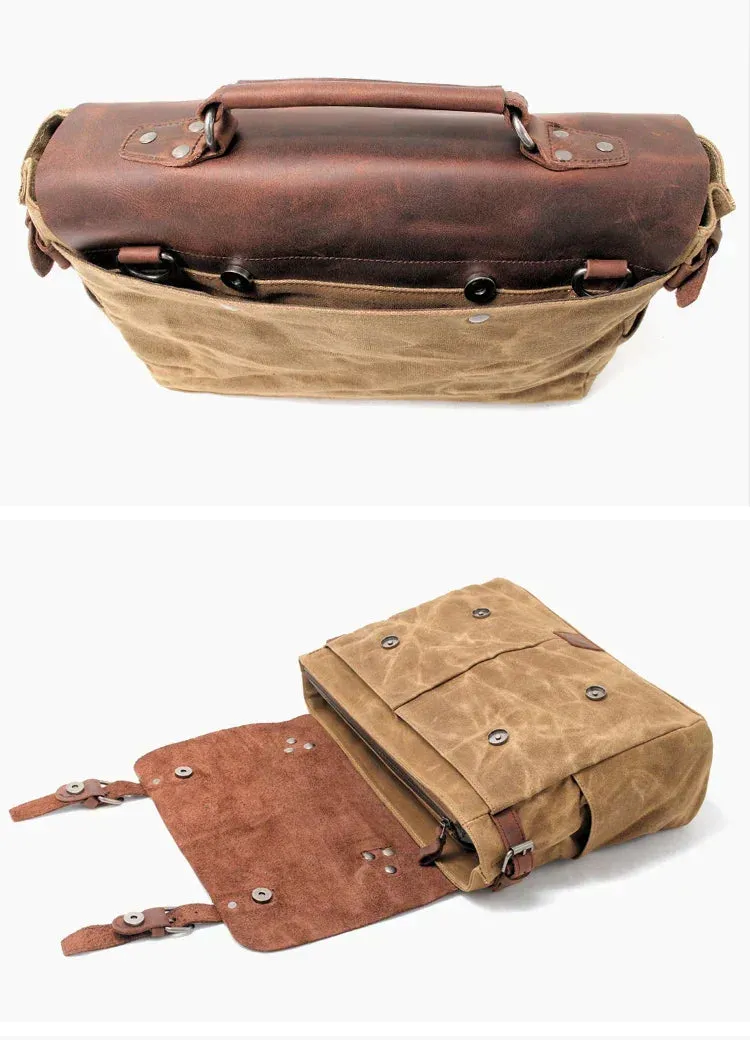 Vintage Waxed Canvas Male Messenger Bag