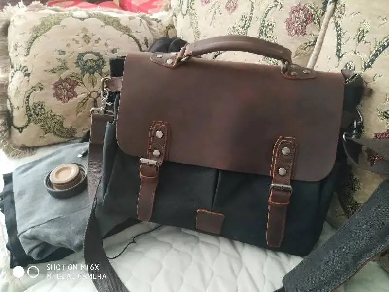 Vintage Waxed Canvas Male Messenger Bag