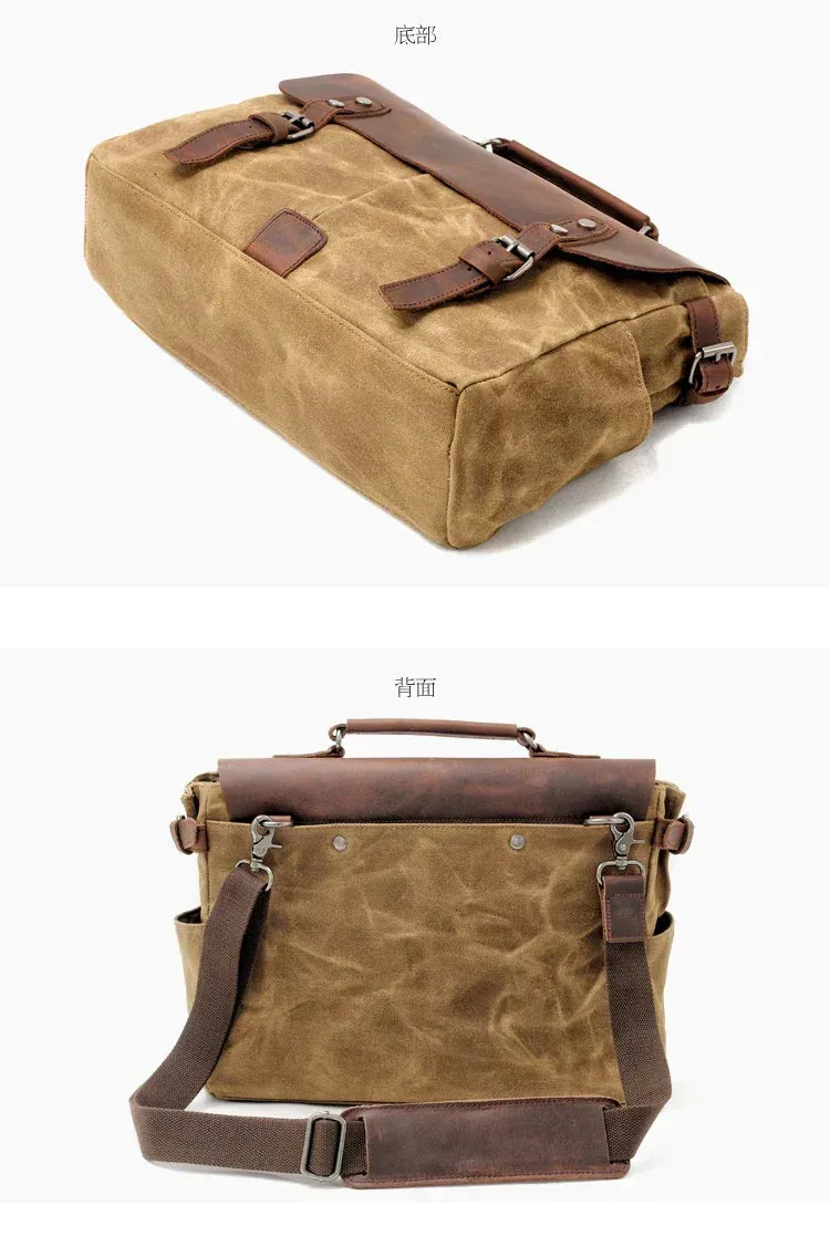 Vintage Waxed Canvas Male Messenger Bag