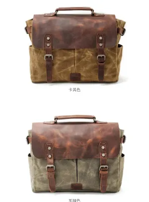 Vintage Waxed Canvas Male Messenger Bag