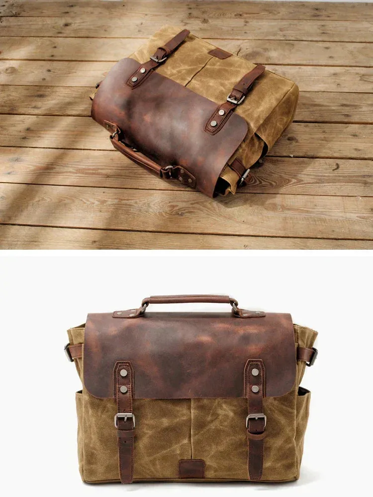 Vintage Waxed Canvas Male Messenger Bag