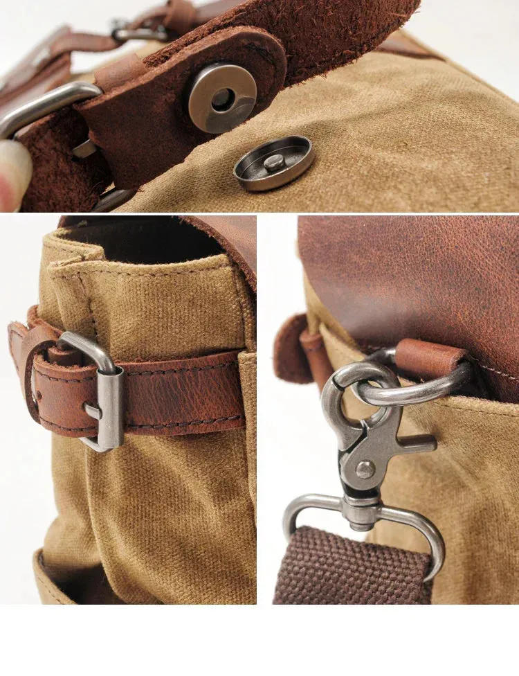 Vintage Waxed Canvas Male Messenger Bag