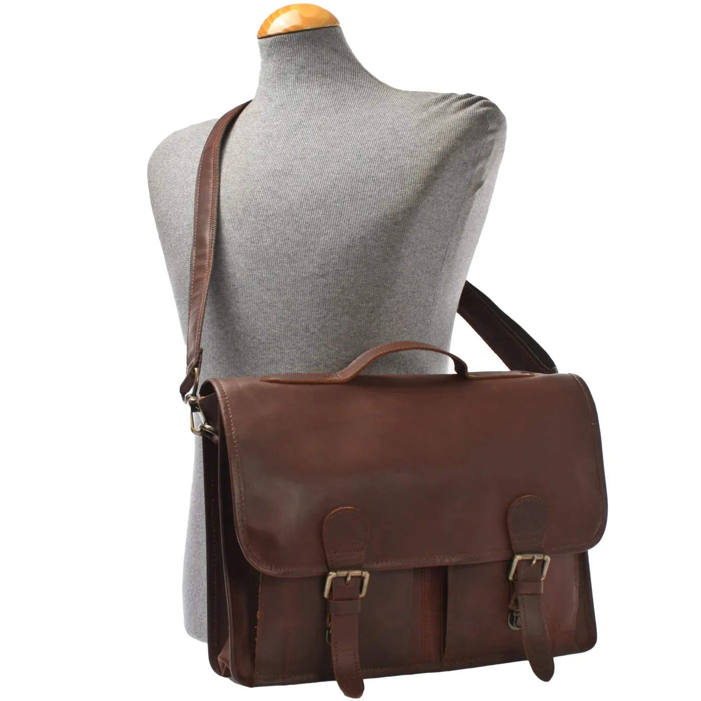 Vintage Waxed Leather Messenger Bag