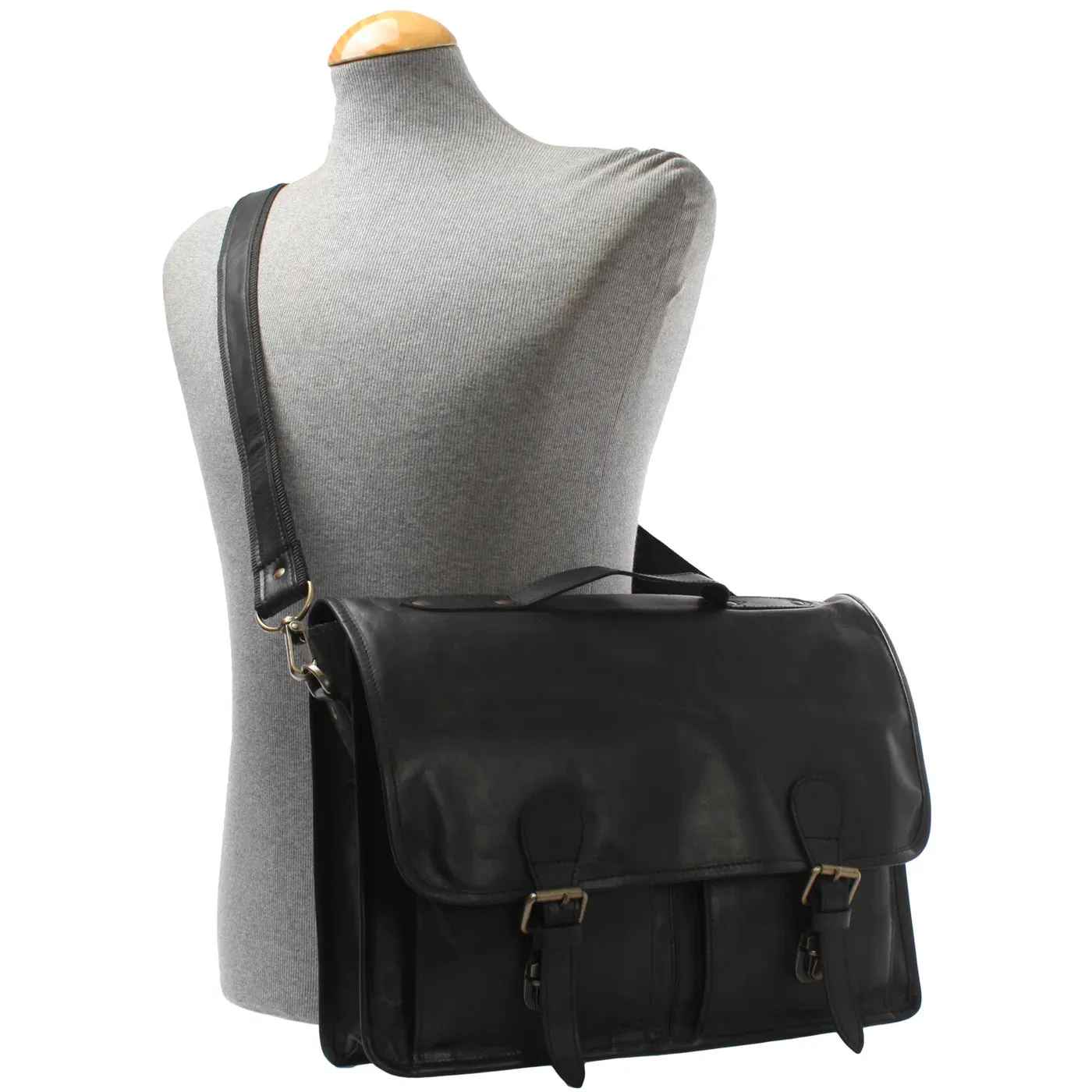 Vintage Waxed Leather Messenger Bag