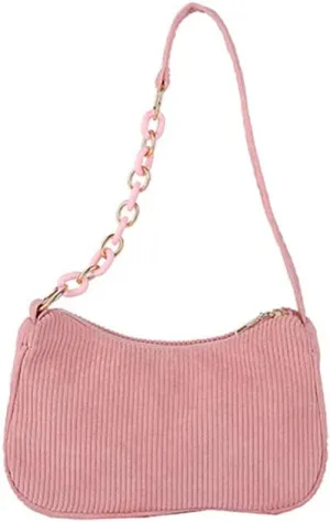 Vintage Women Handbags Corduroy Underarm Bag Casual Women Shoulder Bags Solid Color Zipper Female Handbag Clutch