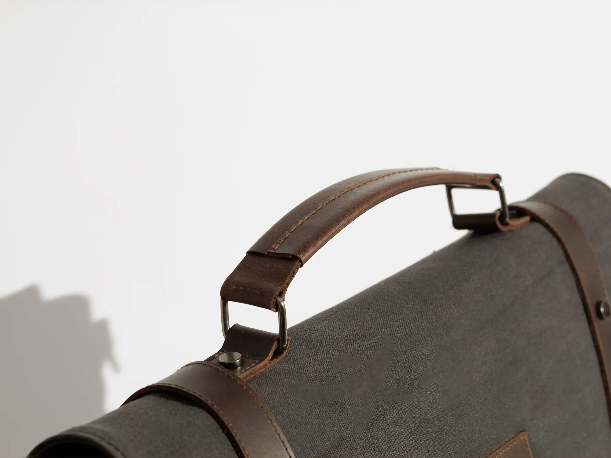 Vintage Work Satchel ''100% Cotton canvas & Cow leather'' – Dark Grey