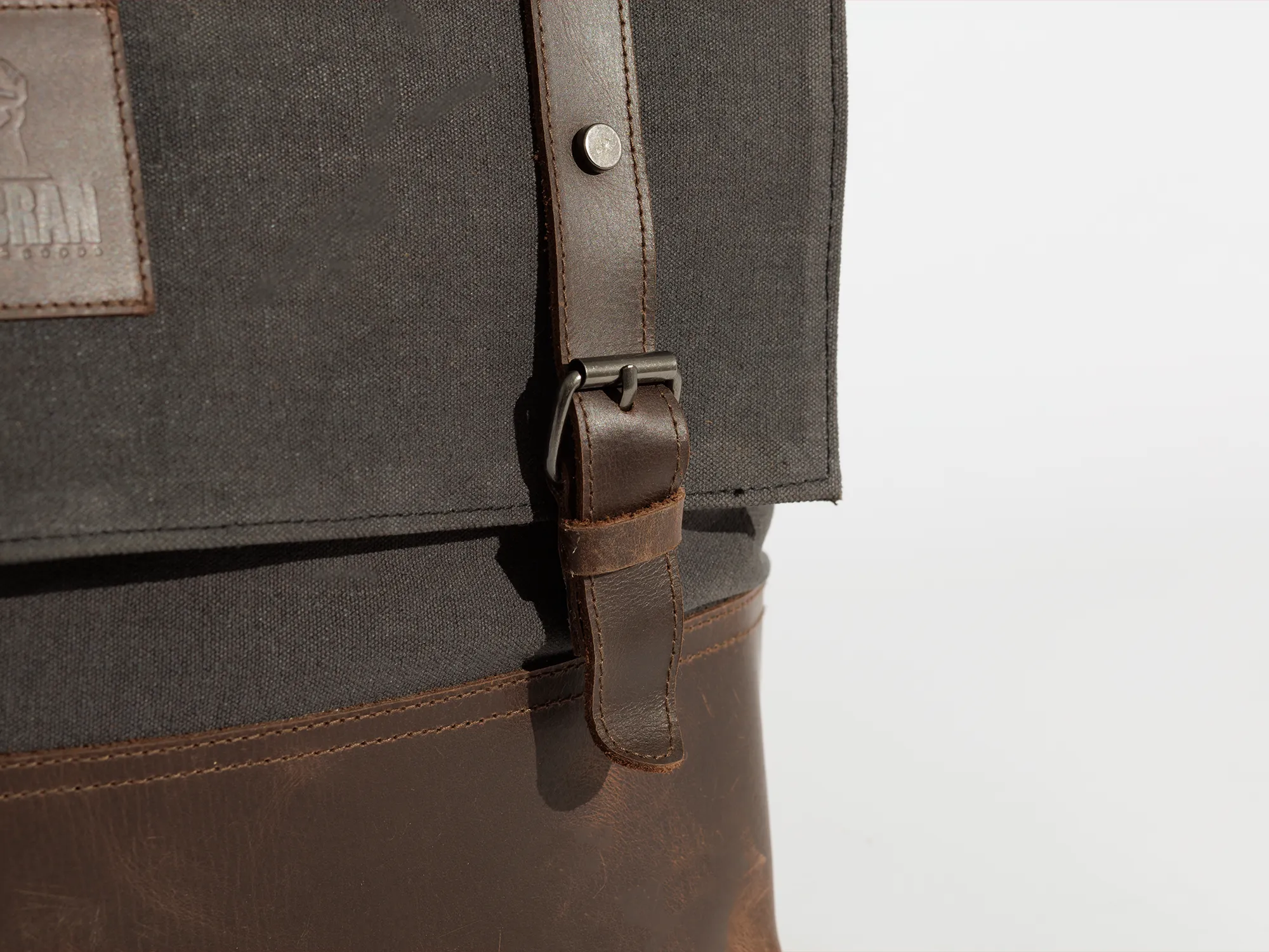 Vintage Work Satchel ''100% Cotton canvas & Cow leather'' – Dark Grey