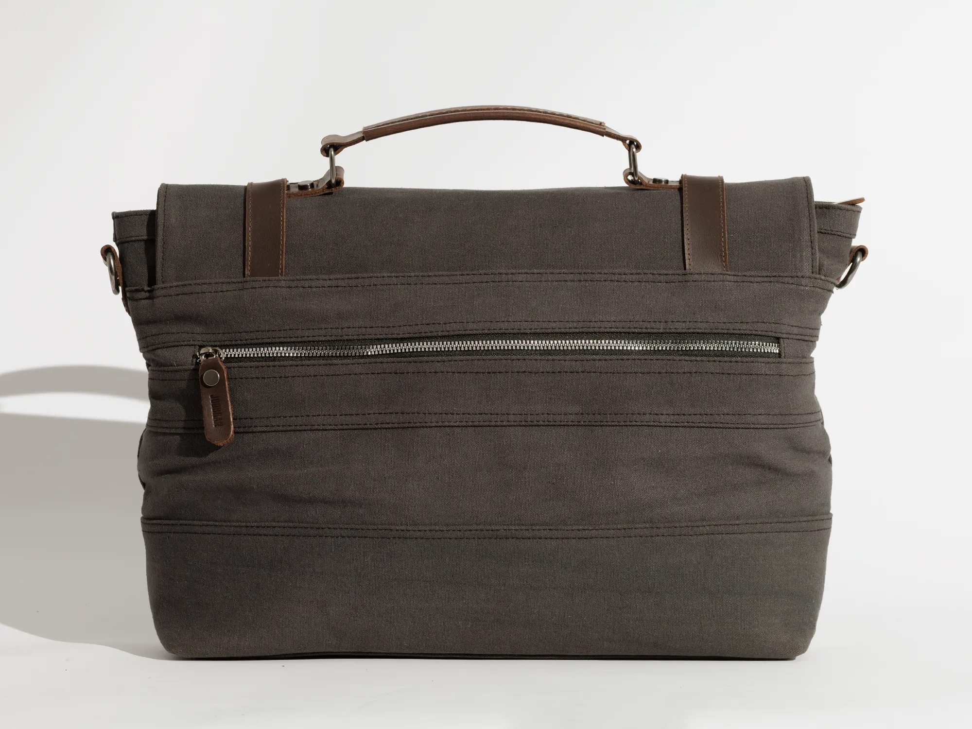 Vintage Work Satchel ''100% Cotton canvas & Cow leather'' – Dark Grey