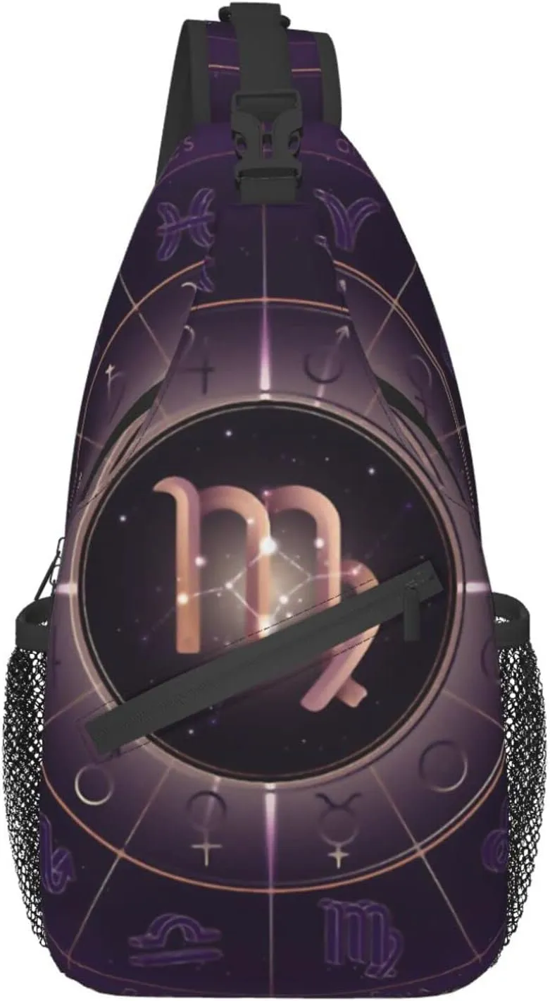 Virgo Chest Bag Shoulder Bag, Twelve Constellations Sling Backpack Casual Travel Bag For Men And Women