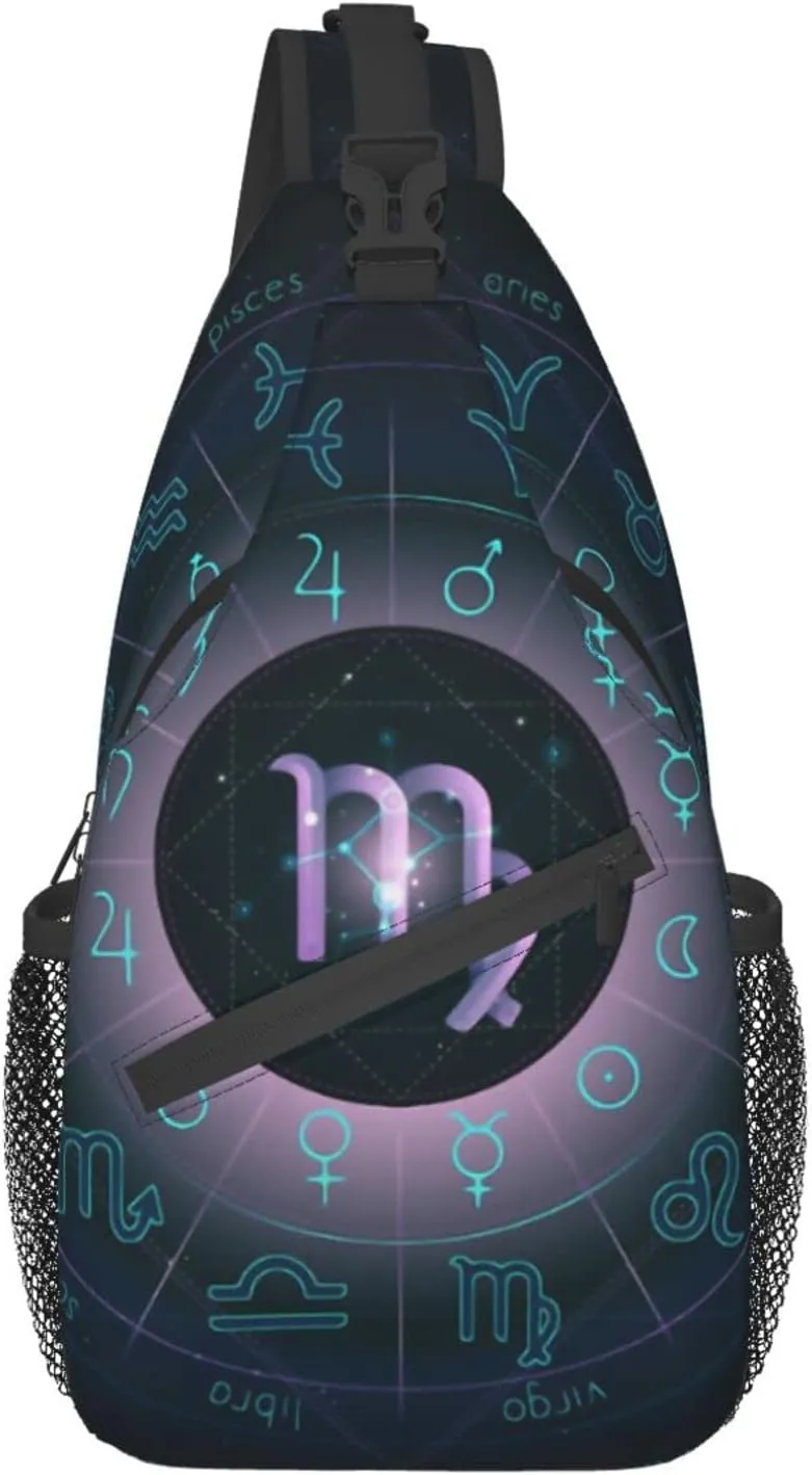 Virgo Chest Bag Shoulder Bag, Twelve Constellations Sling Backpack Casual Travel Bag For Men And Women