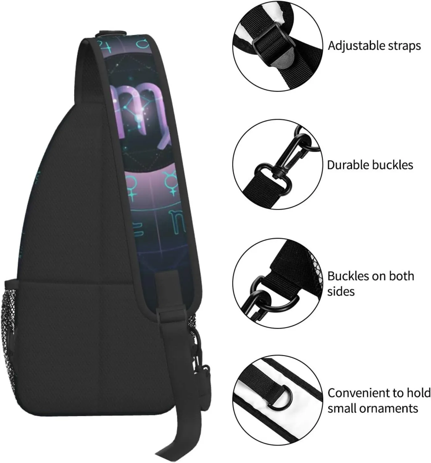 Virgo Chest Bag Shoulder Bag, Twelve Constellations Sling Backpack Casual Travel Bag For Men And Women