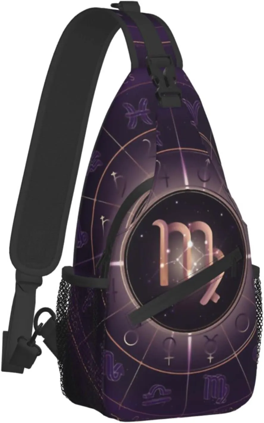 Virgo Chest Bag Shoulder Bag, Twelve Constellations Sling Backpack Casual Travel Bag For Men And Women
