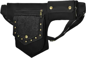 Waist Bag Pouch for Women Vintage Waist pack Hip Bag Fanny Bag Renaissance Faire Festival Chest Pack with Adjustable Belt Strap