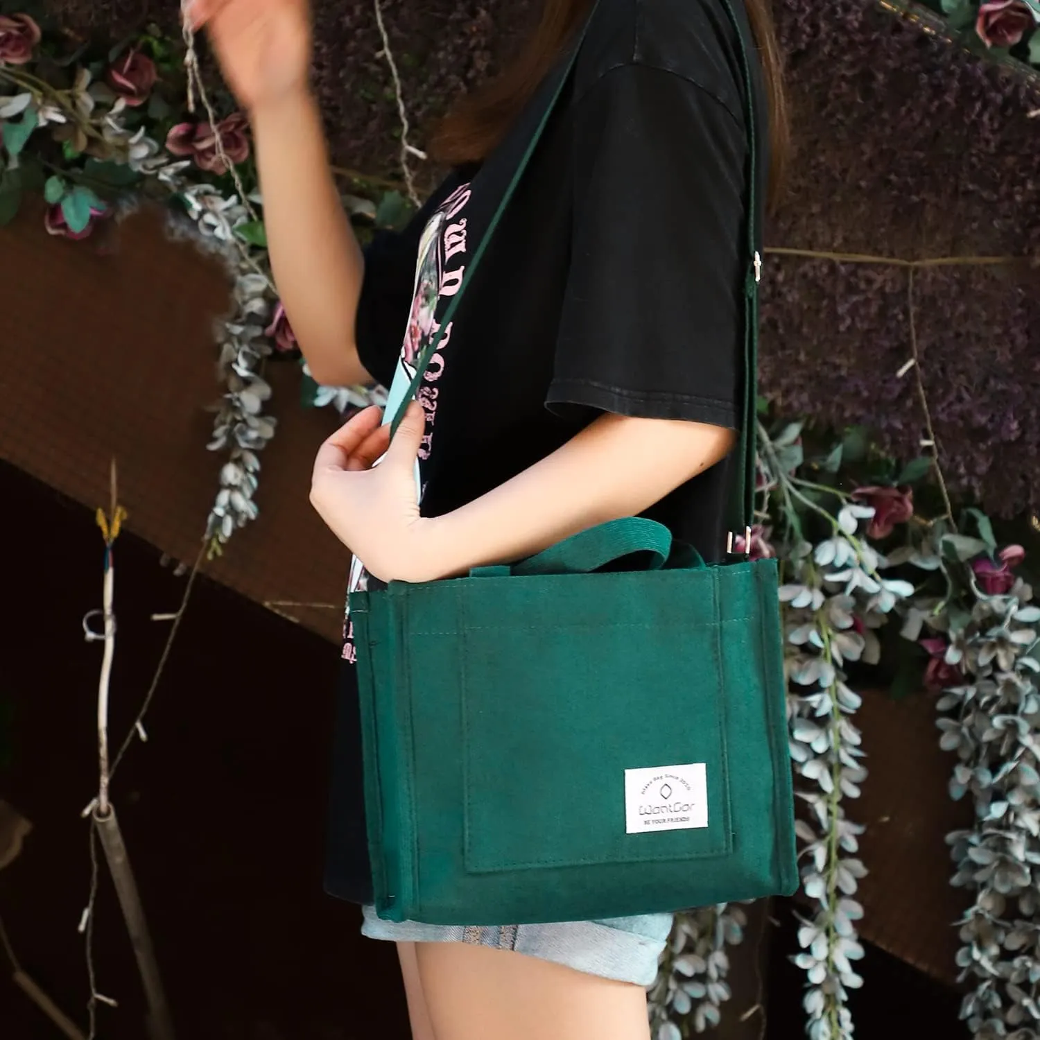 WantGor Tote Bag for Women, Corduroy Crossbody Bags Shoulder Handbag Small Satchel Hobo Bag Purse