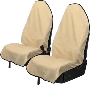 Waterproof Car Seats Covers 2pcs Beige - Universal Car Seats Cushion for Sedan SUV Truck Front OR Back Seat - Anti-Slip Auto Seats Protector Suit for After Yoga Gym Biking Running Workout
