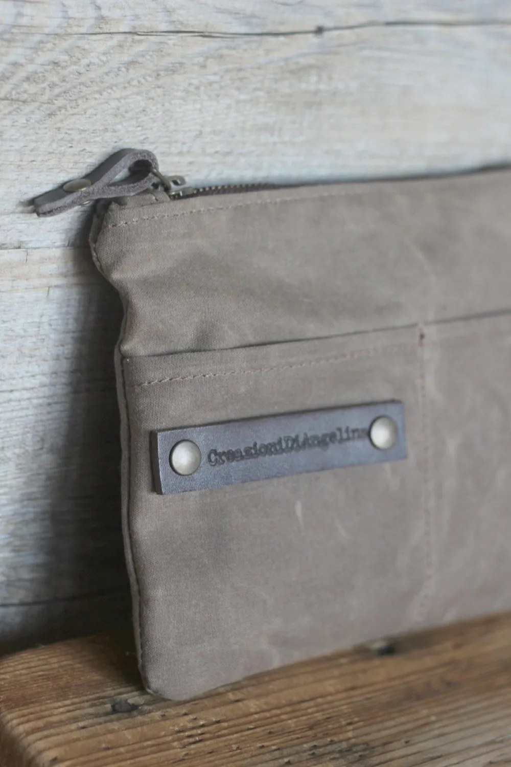 Waxed canvas zipper pouch, personalized gift , makeup bag, waxed canvas bag purse,  gift for boyfriend,  wallet,  passport cover