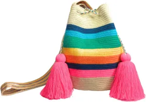 WAYUU bag mochila for women, LARGE COLORFUL original bolsa tejida colombiana authentic crochet pattern Gift from Colombia