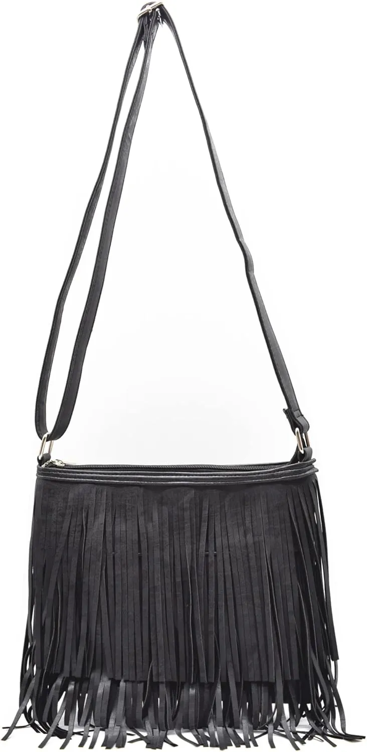 Western Cowgirl Fashion Style Leather Fringe Crossbody Handbags Women Purse Country Everyday Shoulder Bag