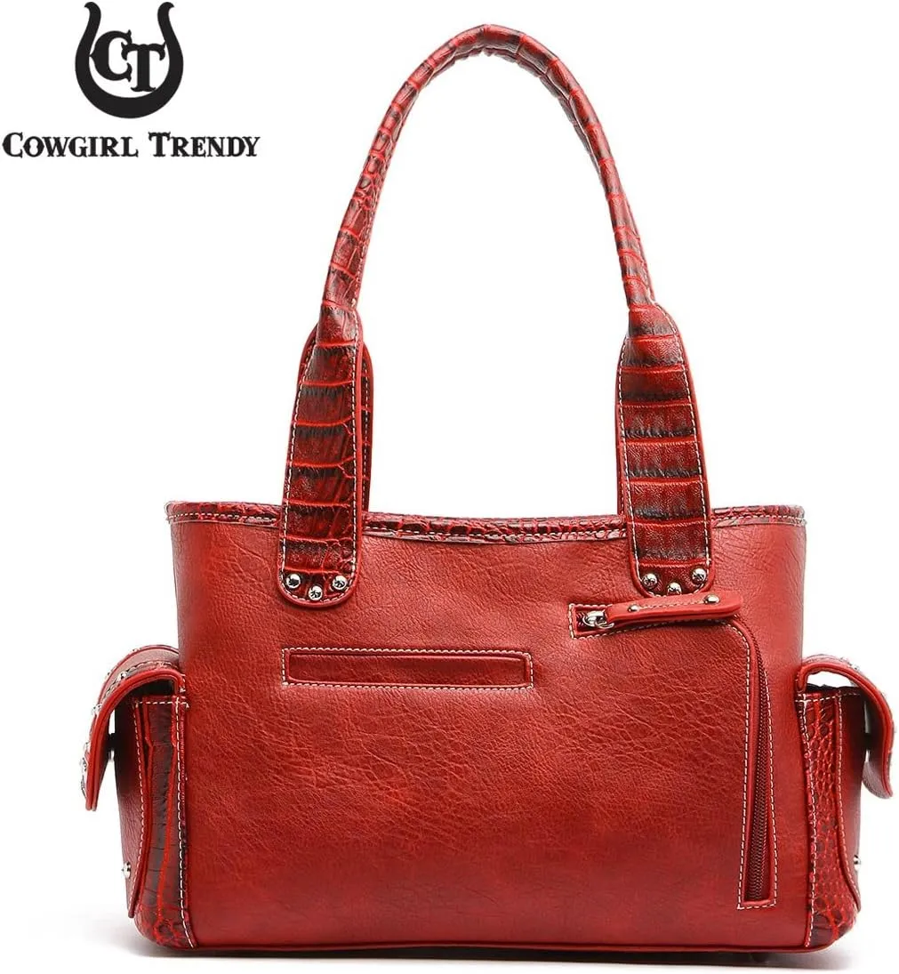 Western Style Cowgirl Woven Fringe Crocodile Gorgeous Purse Conchos Tote Country Women Handbag Shoulder Bags Wallet Set