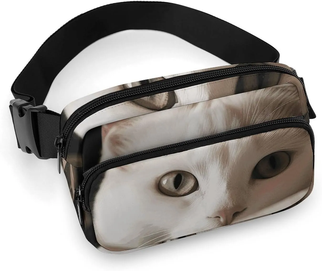 White Cat And Pile of Dollars Waist Bag for for Women Cross Body Bag for Men Lightweight Belt Bag for Travel Sports