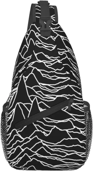 White Lines Compose Mountains Chest Sling Bag Crossbody Shoulder Backpack Bag Gym Cycling Travel Hiking Daypack Cross Bag