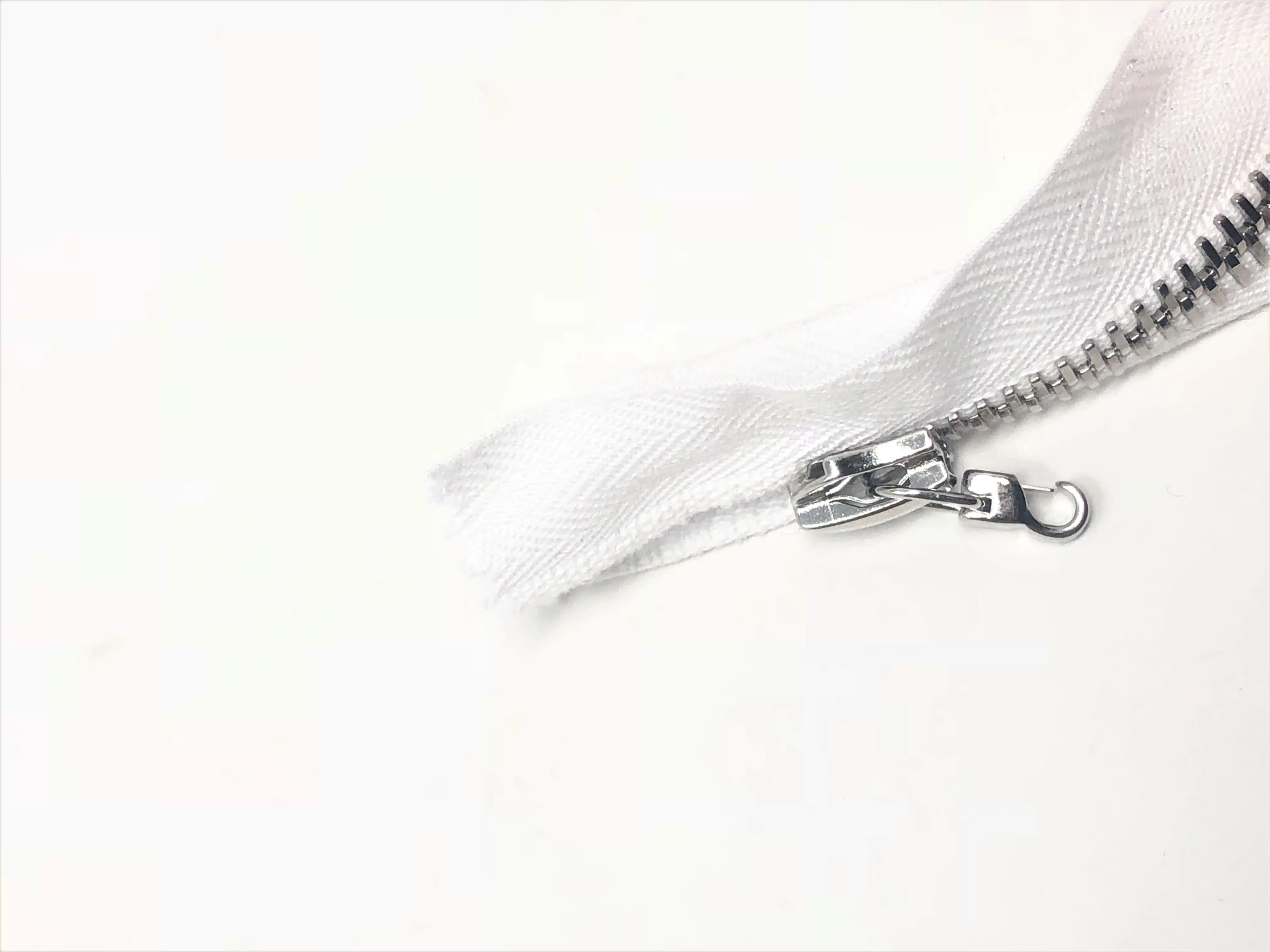 White Riri Jacket Zipper 4MM, 4.5 inches Nickel Non-Separating, Closed for Pants, Shorts, Sleeves, Pockets, Bags, etc., Universal Slider