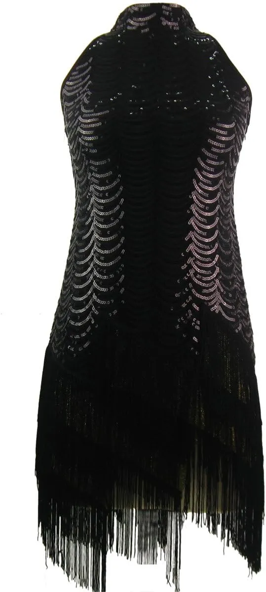 Whitewed Sequin Fringe Great Gatsby Flapper Dresses Halloween in The 1920's
