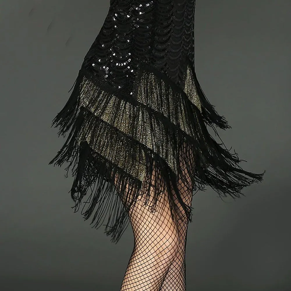 Whitewed Sequin Fringe Great Gatsby Flapper Dresses Halloween in The 1920's