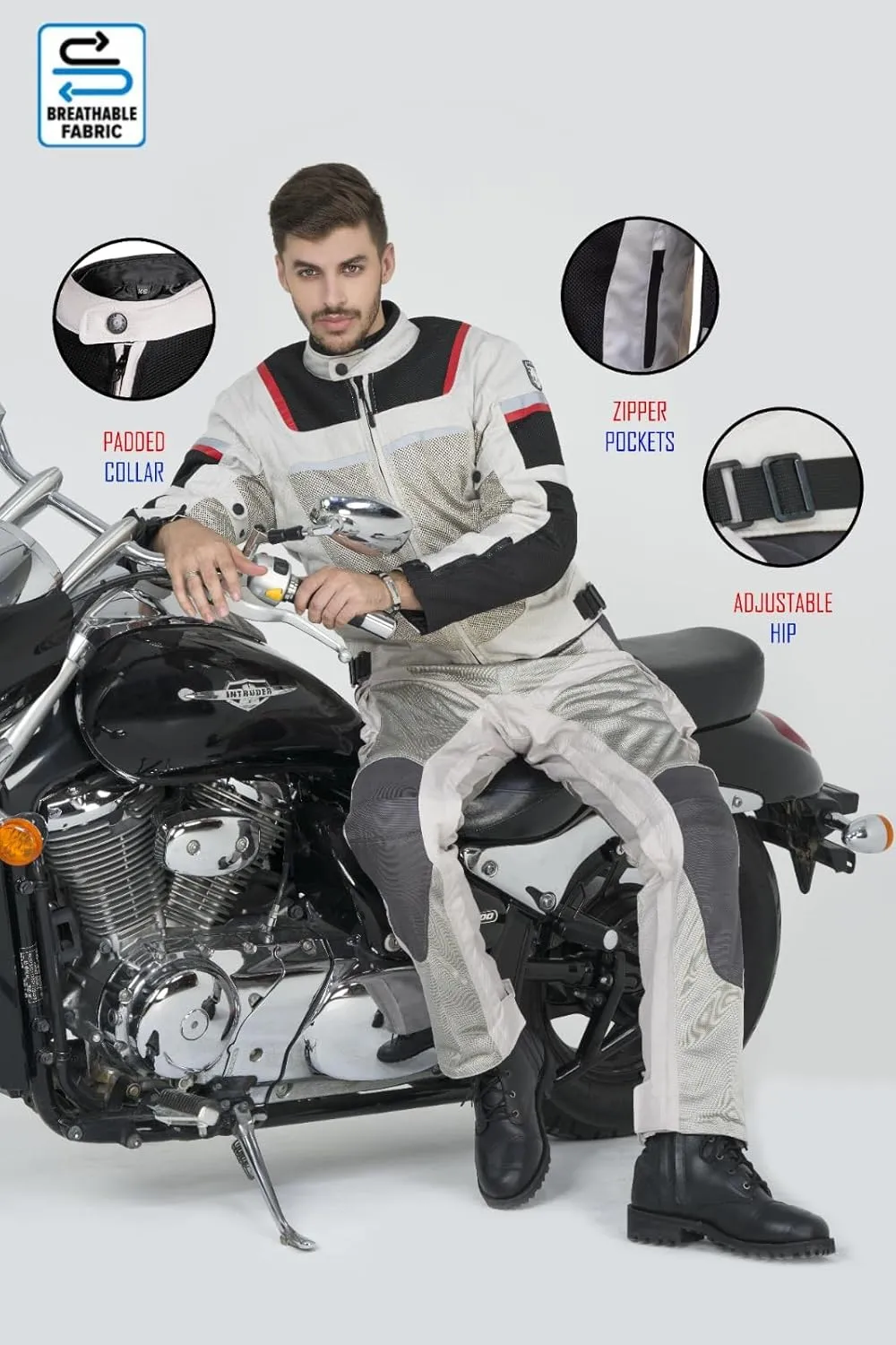 WICKED STOCK Mesh Motorcycle Jacket Men - CE Level 2 Enduro Biker Jacket Motorcycle Armor - Reflective Mens Motorcycle Jacket