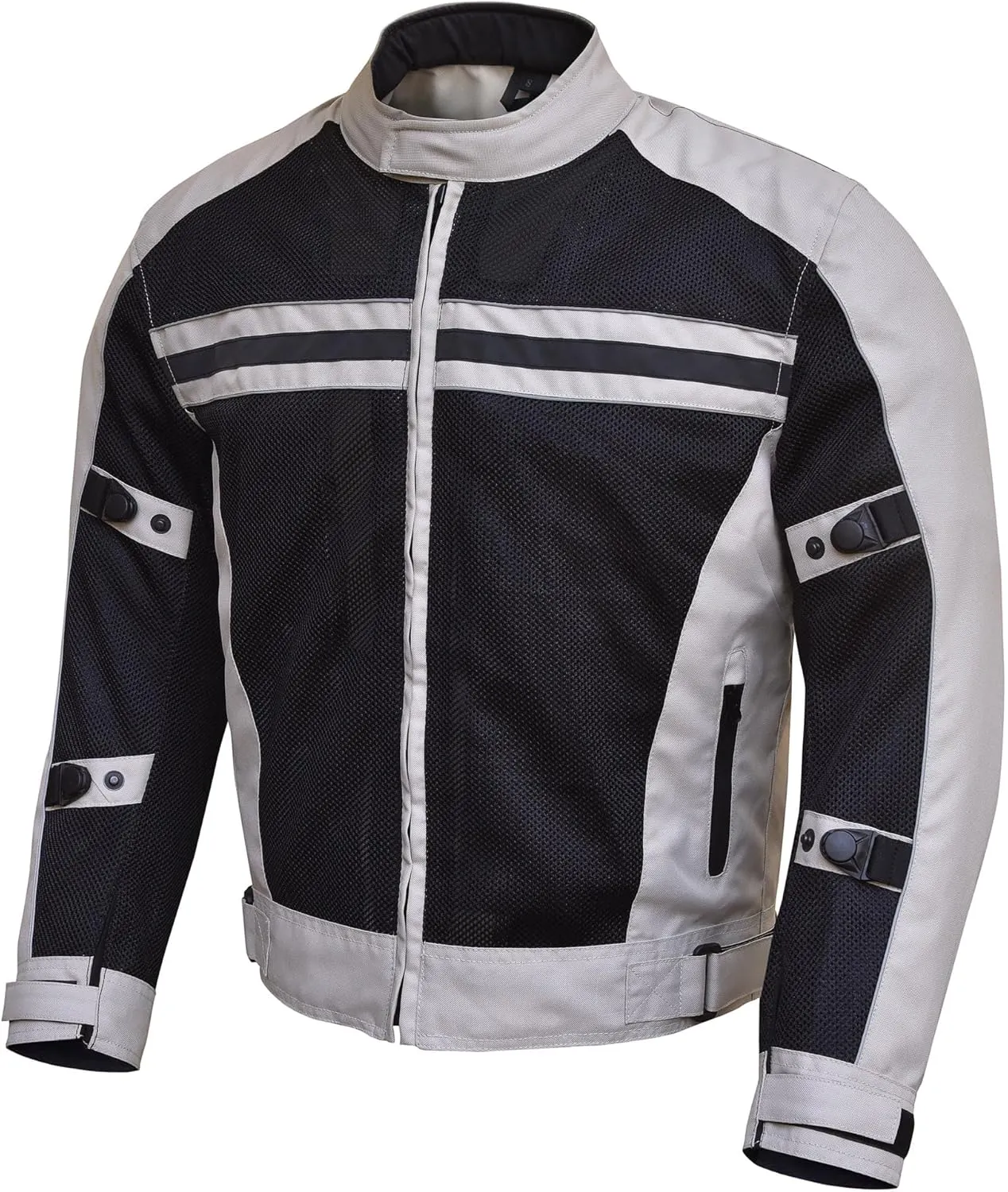 WICKED STOCK Motorcycle Jacket Men - CE Level1 Reflective Summer Biker Jacket Men with Adjustable Cuffs & Waist Belt - Lightweight & Comfortable Mesh Motorcycle Jacket with Armor for Men