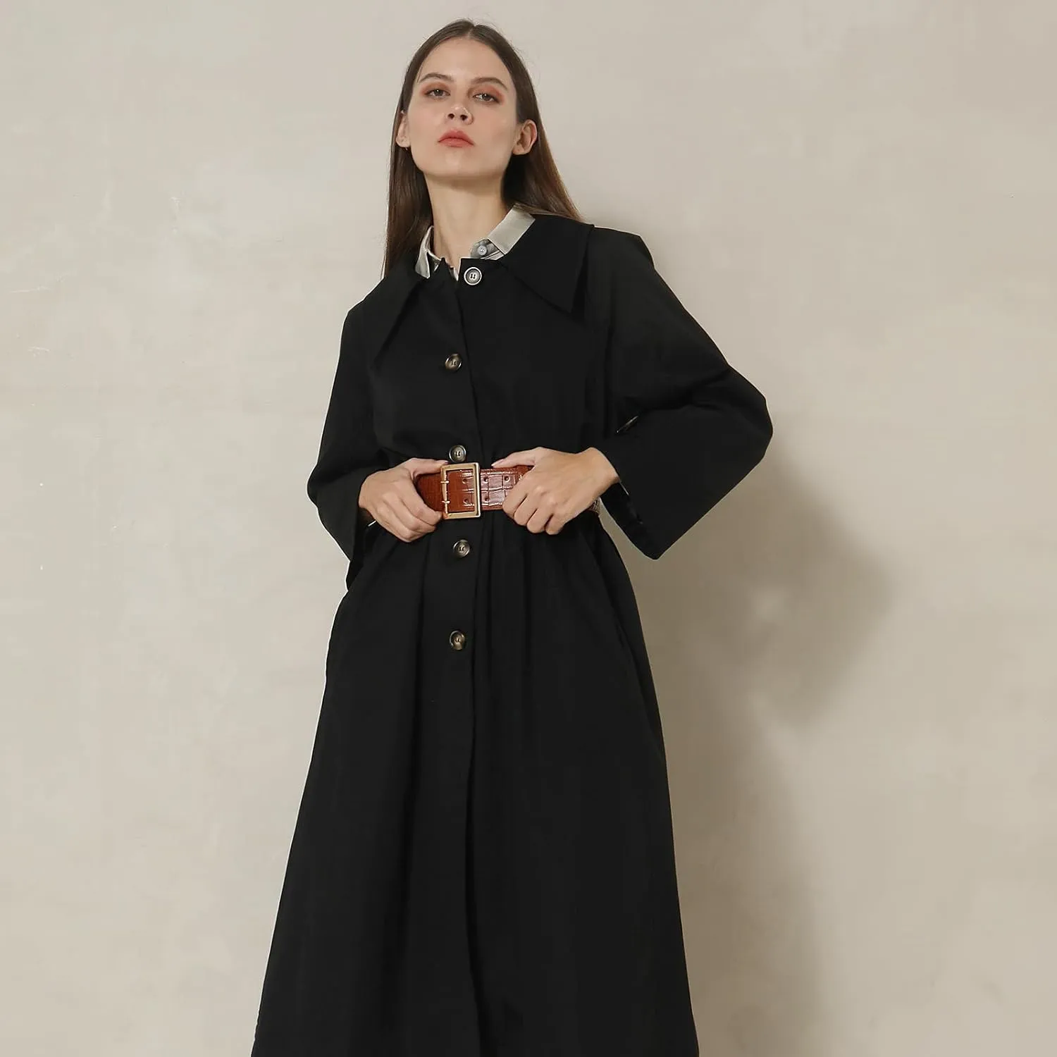 Wide Belts for Women Leather Wide Belts Fashion Thick Black Belt With Gold Buckle Belt for Dresses