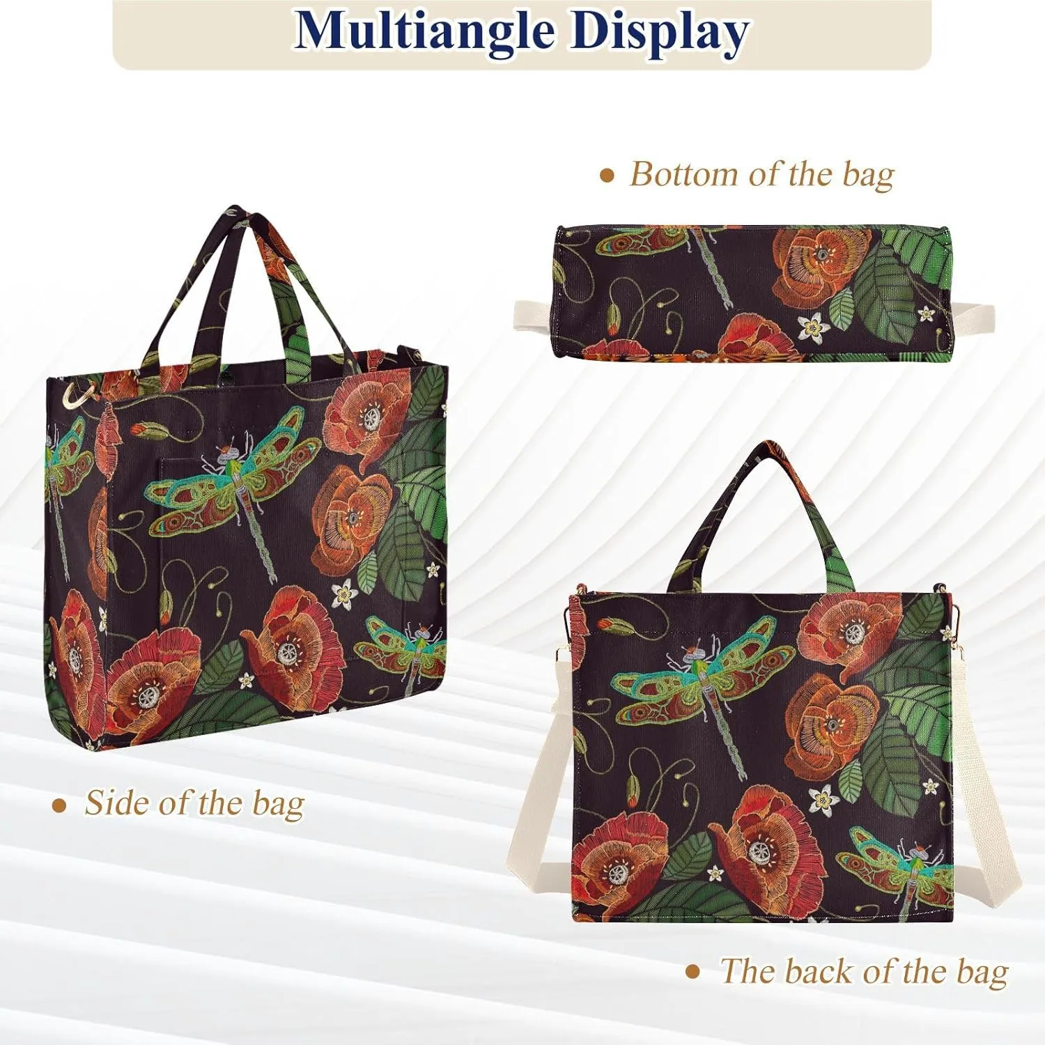 WIHVE Tote Bag for Women Corduroy Handbag Fashion Crossbody Bag