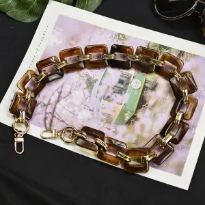 Women Acrylic Shoulder Bag Strap Acrylic Chain Color Chic Solid Color or Mix Color Messenger Handbags Belts (Color : F Size : Gold Hook 80cm)