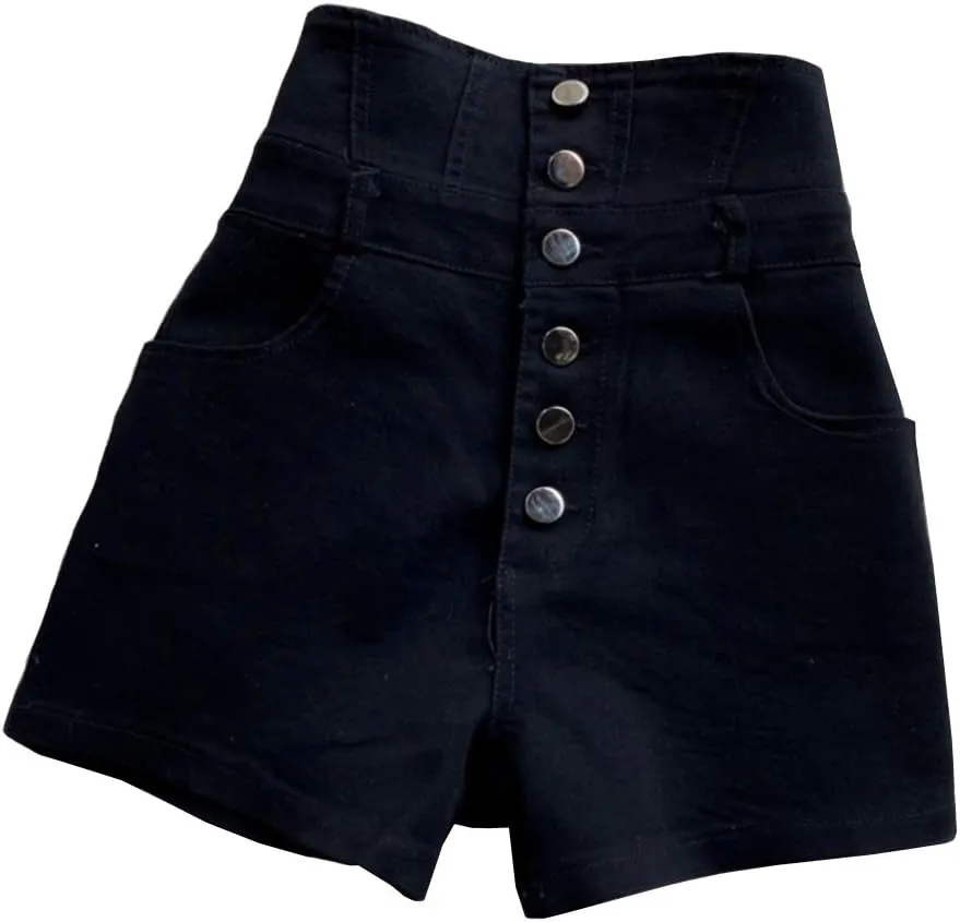 Women Black Punk Gothic Shorts Metal Hollow Out High Waist Sexy Rock Hot Shorts for Club Cosplay Party Dance
