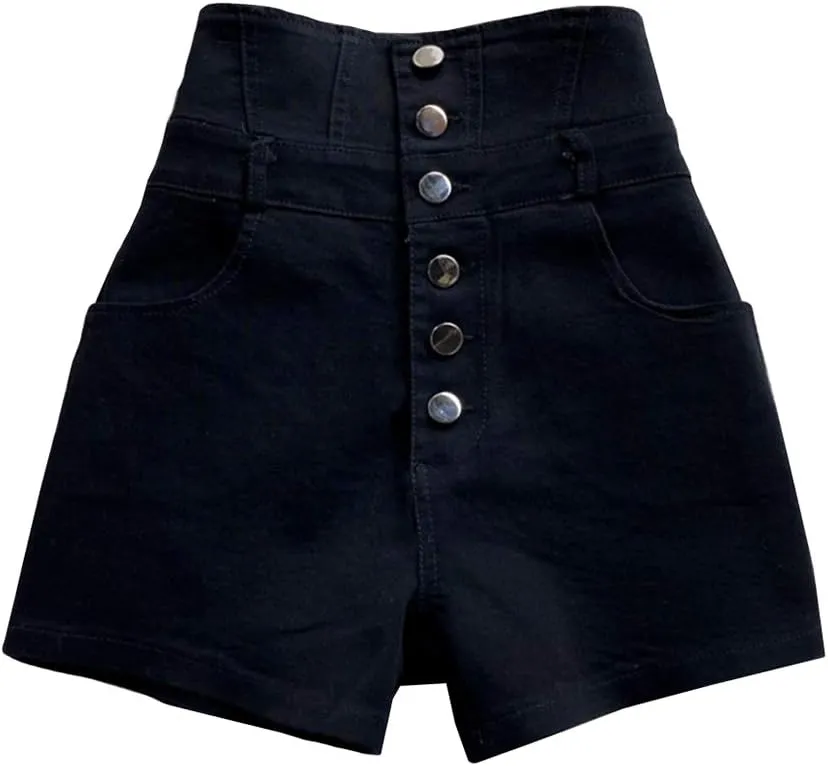 Women Black Punk Gothic Shorts Metal Hollow Out High Waist Sexy Rock Hot Shorts for Club Cosplay Party Dance