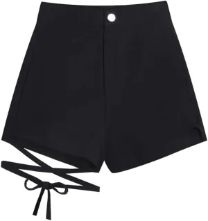 Women Black Punk Gothic Shorts Metal Hollow Out High Waist Sexy Rock Hot Shorts for Club Cosplay Party Dance