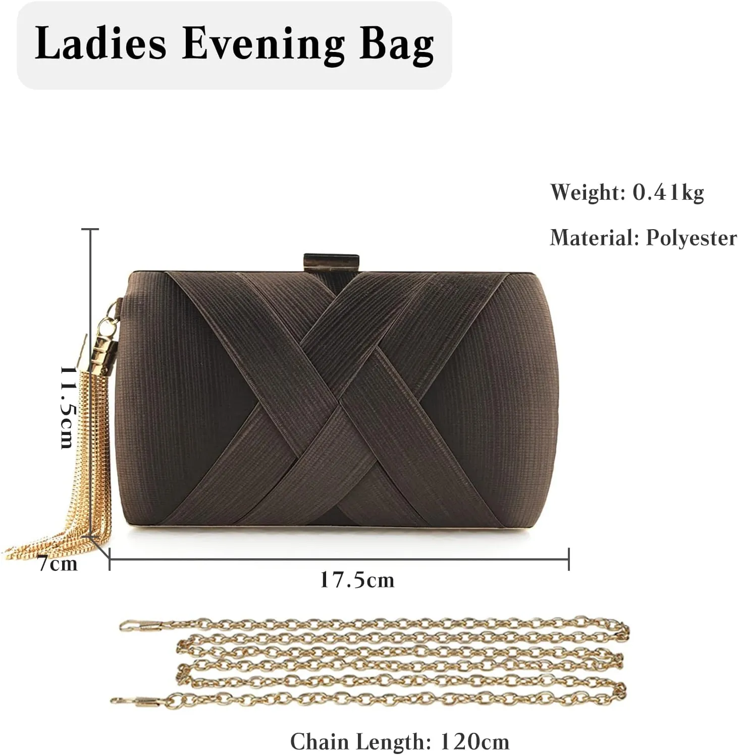 Women Clutch Bag Evening Bag with Tassel Pendant Bridal Wedding Purse Ladies Shoulder Bag With Detachable Chain