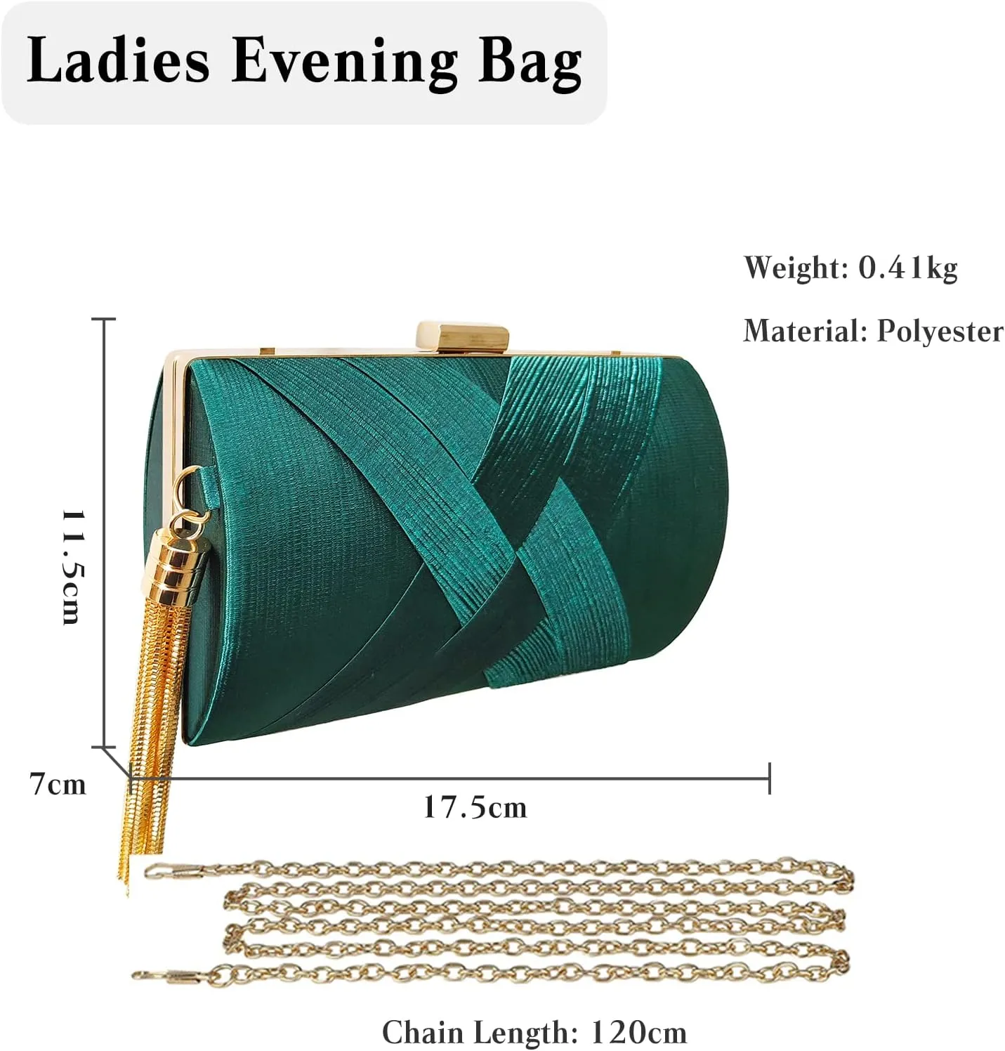 Women Clutch Bag Evening Bag with Tassel Pendant Bridal Wedding Purse Ladies Shoulder Bag With Detachable Chain