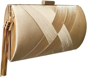 Women Clutch Bag Evening Bag with Tassel Pendant Bridal Wedding Purse Ladies Shoulder Bag With Detachable Chain