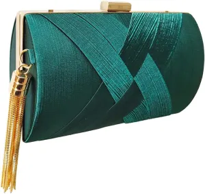 Women Clutch Bag Evening Bag with Tassel Pendant Bridal Wedding Purse Ladies Shoulder Bag With Detachable Chain