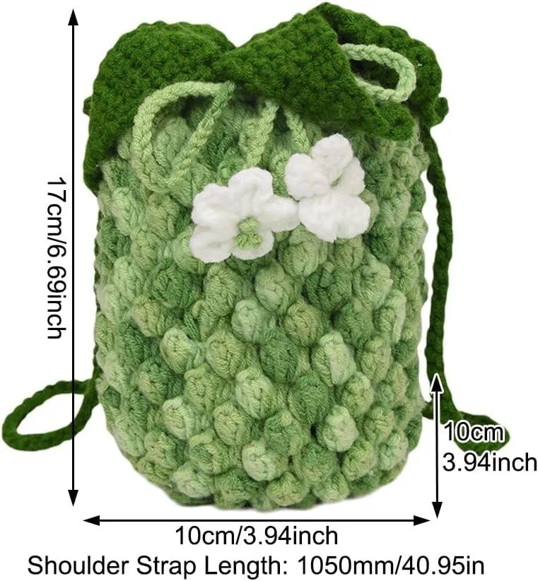 Women Crochet Shoulder Bag Knitted Pineapple Tote Bag Woven Handbag Slouchy Hobo Bag Handwoven Bucket Bag