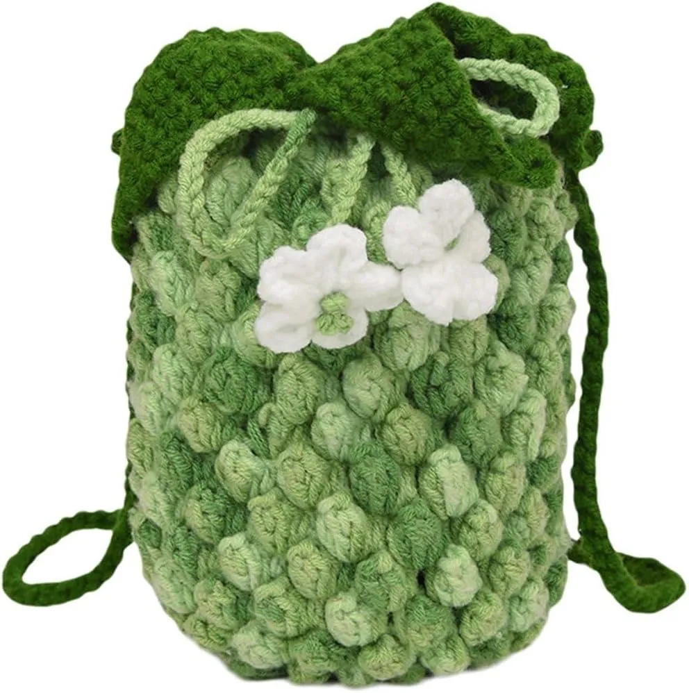 Women Crochet Shoulder Bag Knitted Pineapple Tote Bag Woven Handbag Slouchy Hobo Bag Handwoven Bucket Bag