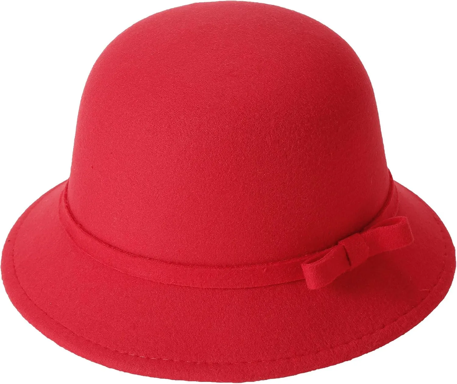 Women Felt Hat, Bucket Hat, Adjustable Vintage Bowler Suede Wool Hat with Bowknot